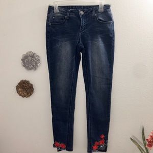 Rampage Denim Jeans with Rose Design